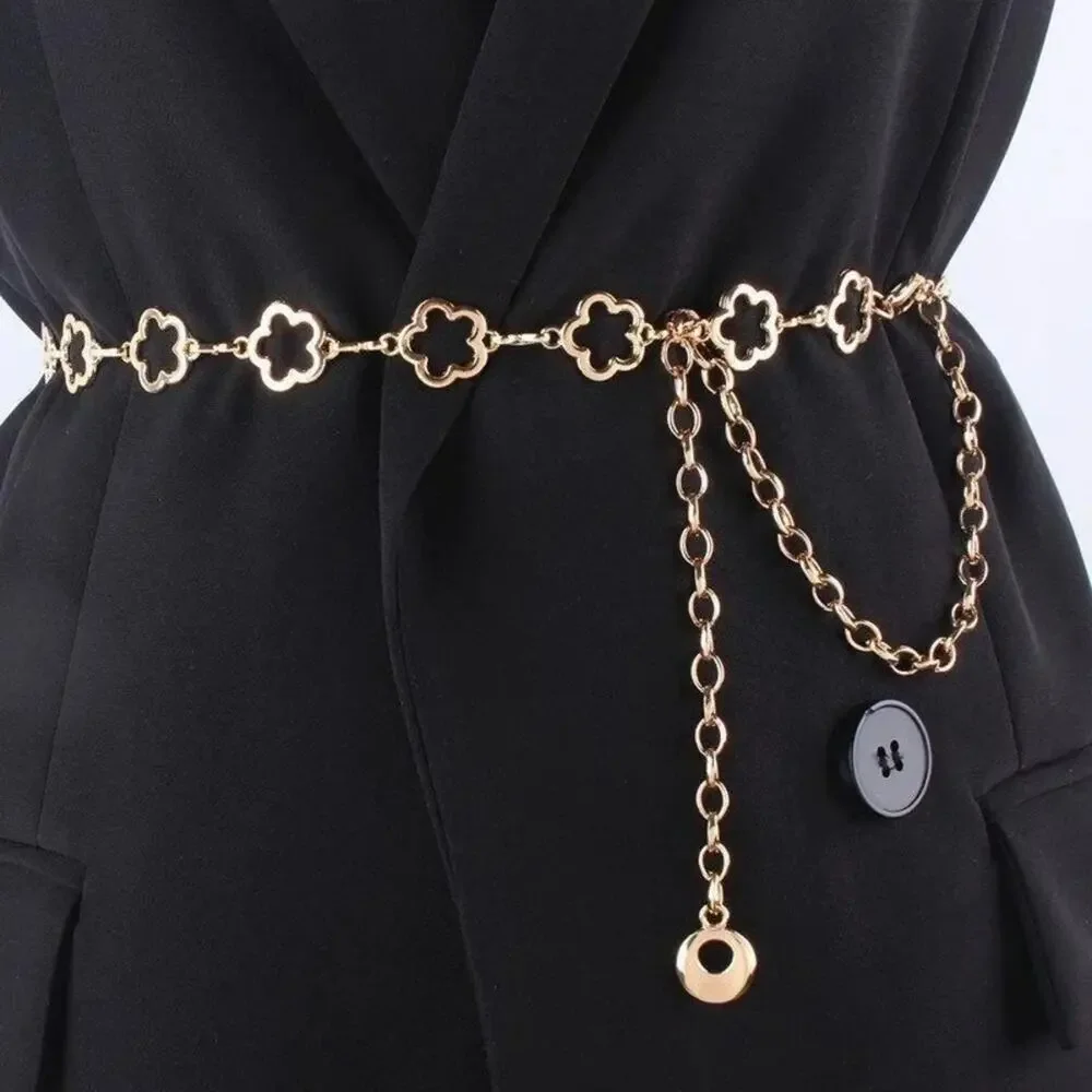 Gold Clover Leaf Waist Chain Belt